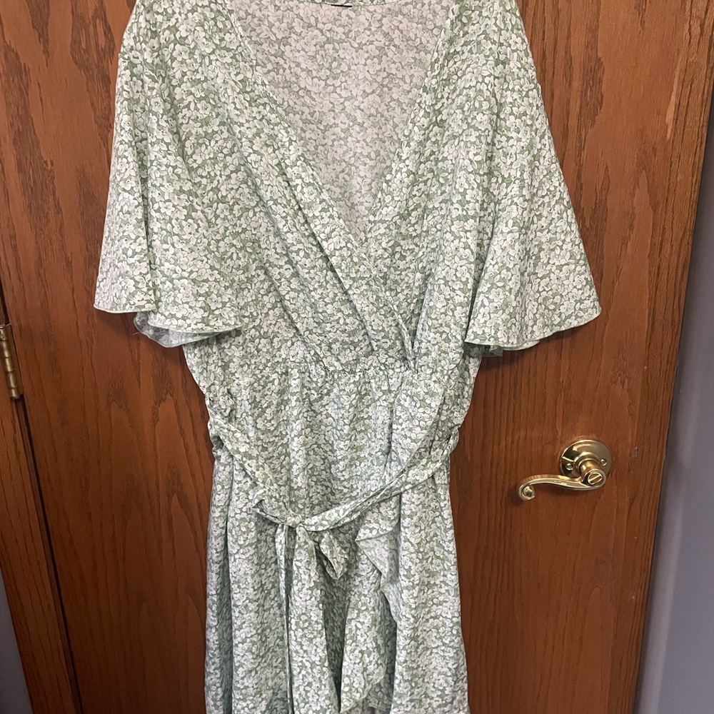Floral Green Wrap Dress